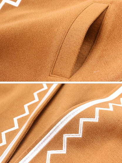 Original Flared Embroidered Woolen Outwear