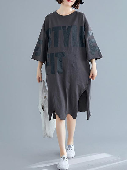 Loose Split-side Printed Dress
