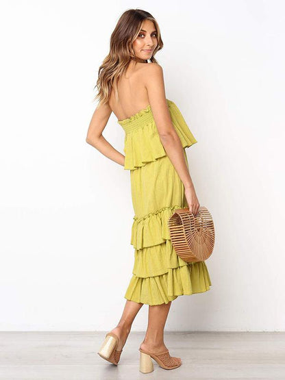 Solid Strapless Tiered Two-piece Dress
