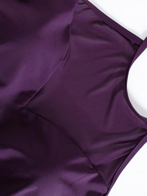 Halter-neck Plain Tankinis Swimwear