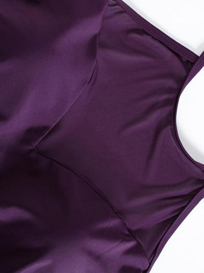 Halter-neck Plain Tankinis Swimwear
