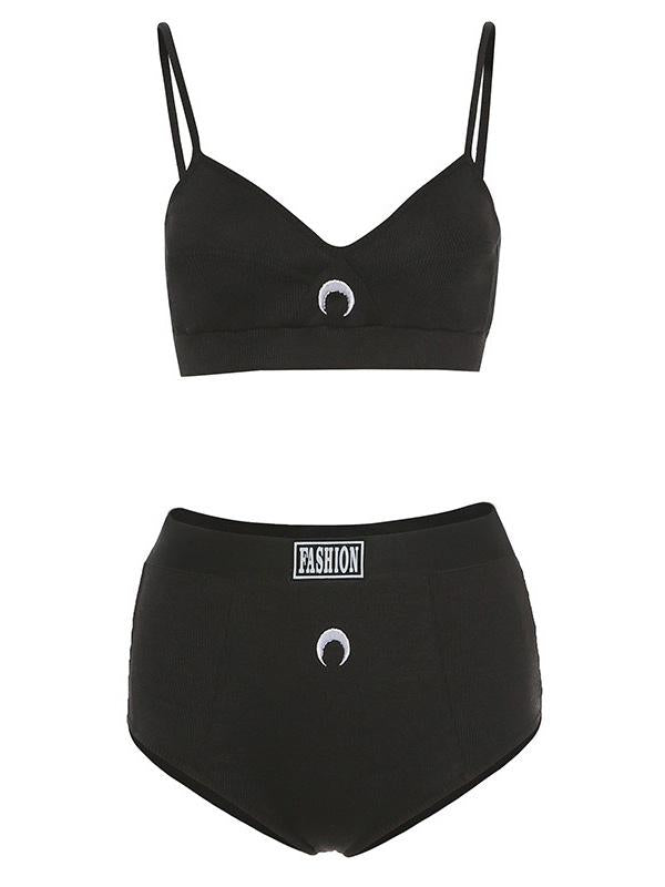 Wrap Printed Spaghetti-Neck Bra&Shorts Suits