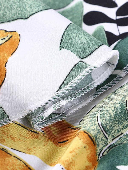 Printed Leaf Pattern Falbala Bohemia Jumpsuits