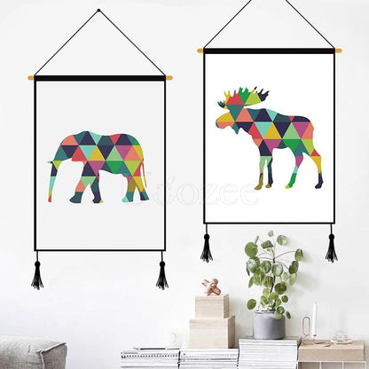 Elephant Geometric Printed Wall Hanging Decoration