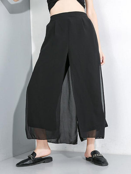 Chiffon False-Two Wide Leg Pants