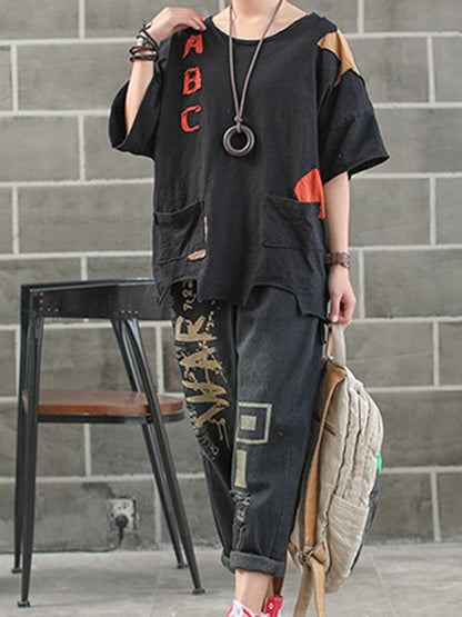 Casual Vintage Cropped T-shirt