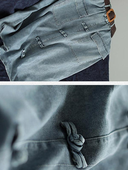 Original Retro Frog Belted Denim Skirt