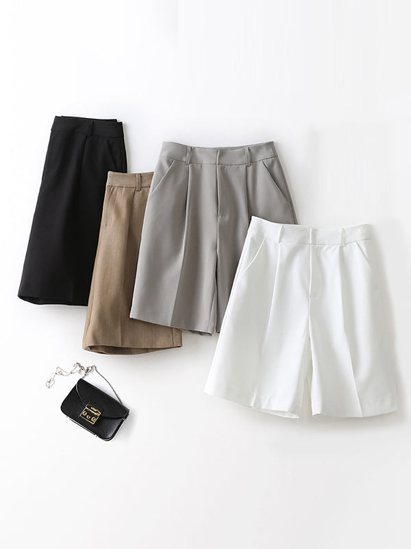 Original Pleats Empire Solid Wide Leg Shorts