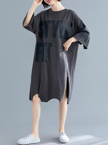 Loose Split-side Printed Dress
