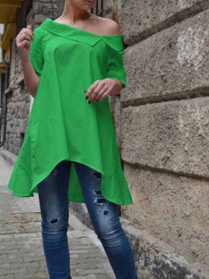 One-shoulder Split-Joint Cropped Lapel Blouses