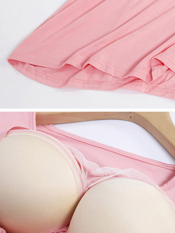 Comfortable 5 Colors Round-Neck Short Sleeves Pajama Dress