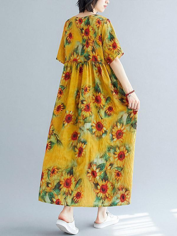 Original Floral Round-Neck Dress