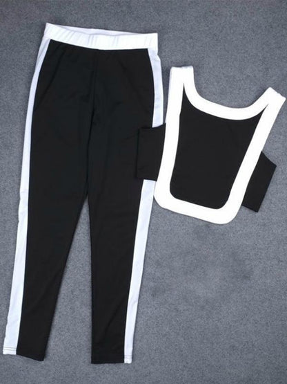 Two Tone Gym Tank And Leggings Suits