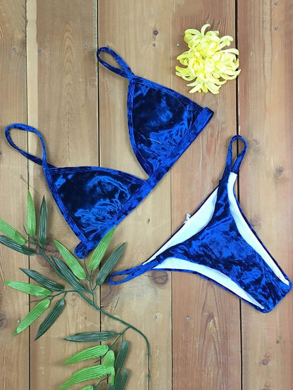 Ribbed Triangle Top With Panty Bikini Set