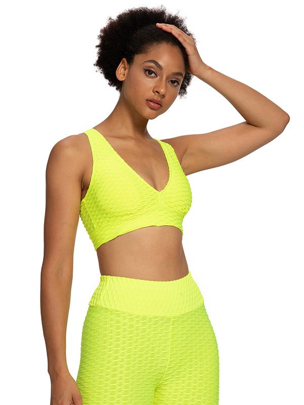 Wrap Solid Color V-Neck Sports Bra