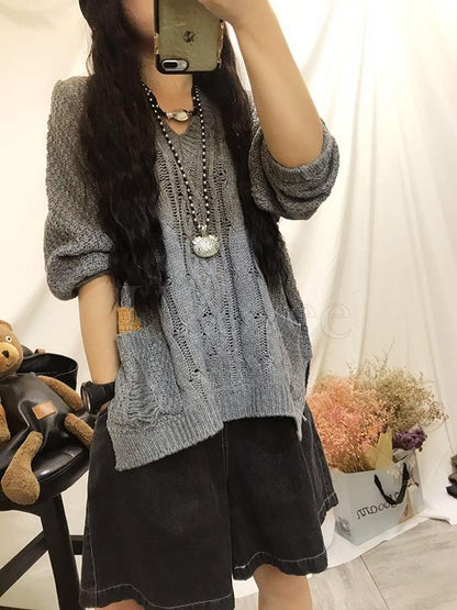 Original Printed High-low Pocket Sweater