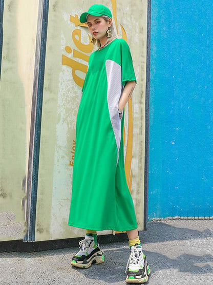 Loose Split-joint Mesh Dress