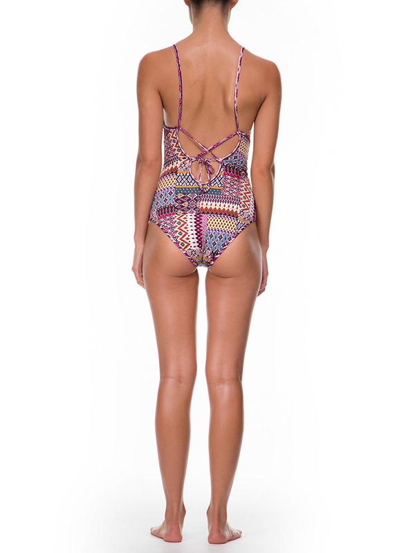 Conservative Spaghetti Strap One Piece Swimsuit