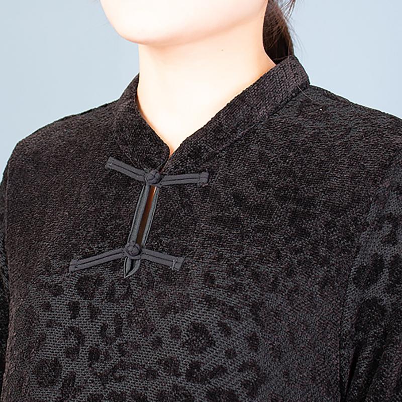 Buykud Retro Cocoon Shape Solid Color Loose Dress