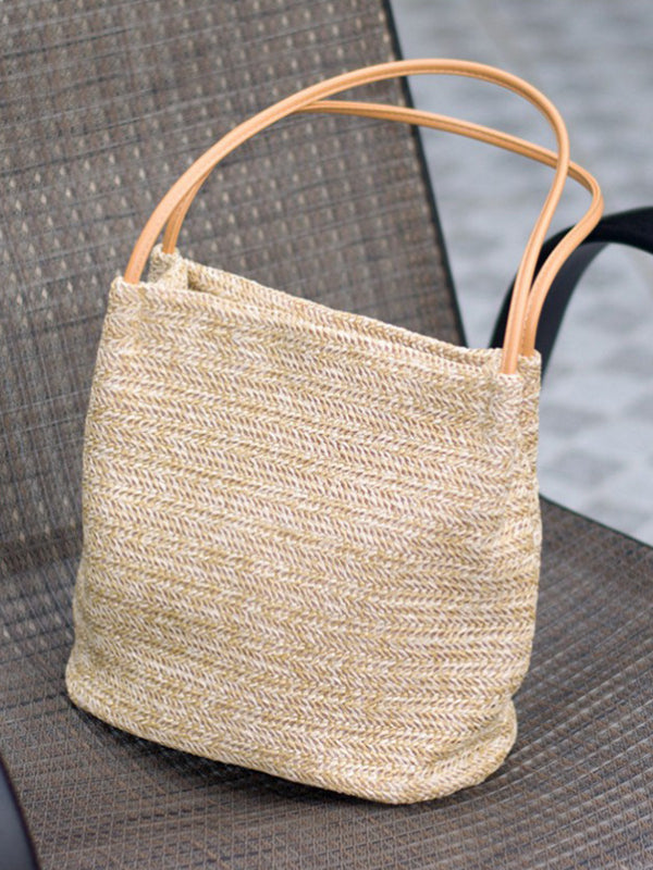 Casual Straw Bag Shoulder Bucket Bag