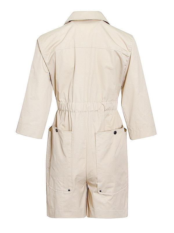 Casual Loose Solid Color Pockets Rompers