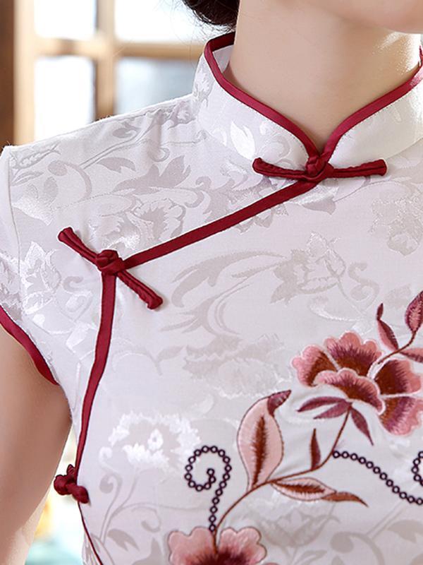 Jacquard Embroidered Short Cheongsams Dress