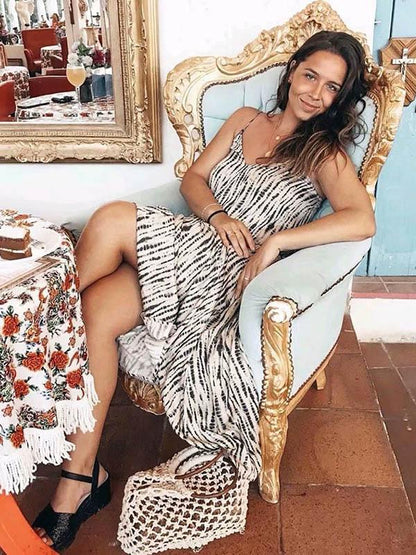 Boho Back Knot V-neck Maxi Dress