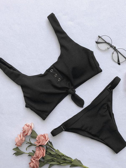 Ribbed Knot Bikinis Swimwear