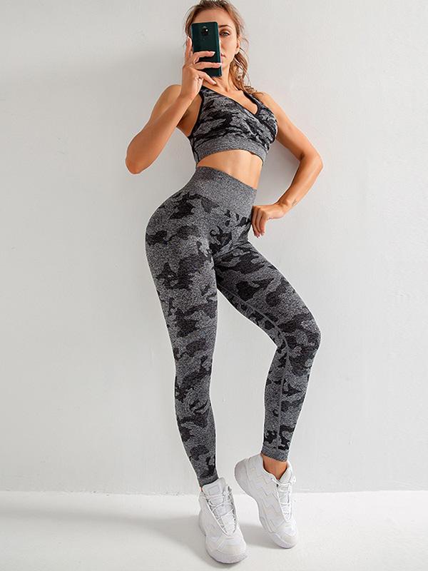 Three-Piece Set Camouflage Yoga Suits