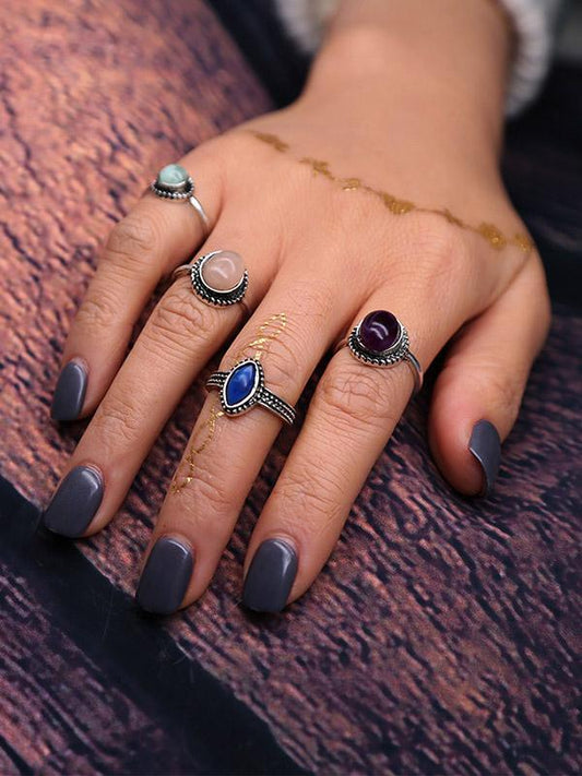 4PCS Silver&5PCS Gold Vintage Rings Accessories