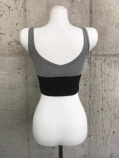 Color Stiching V Neck Tanks