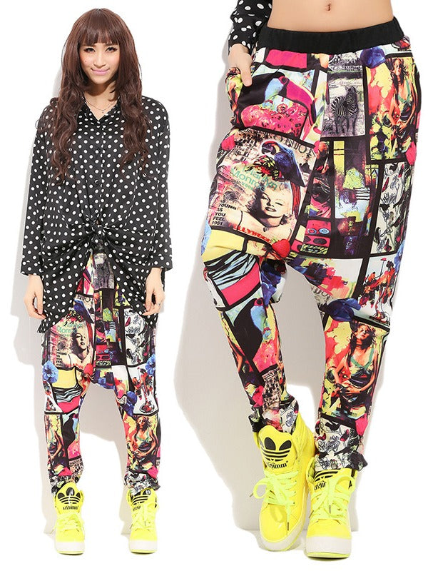 LOOSE PRINTING HAREM PANTS