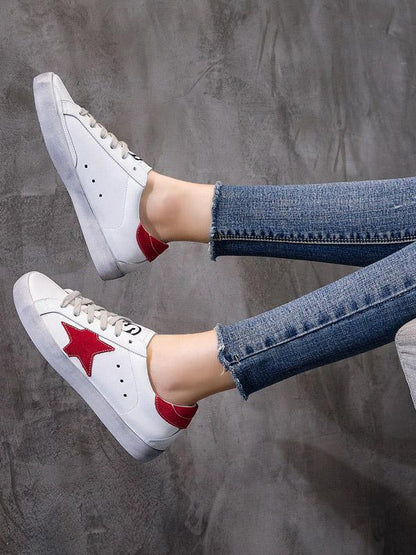 Star Printed Flat Heels Sneakers