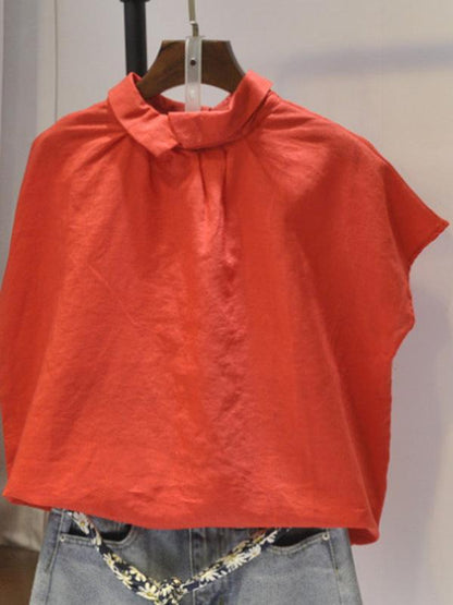 Leisure Solid Lapel Shirt Blouse Tops