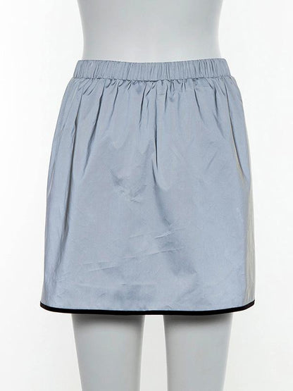 Fashion Zipper Refelcted High Waist Pantskirt