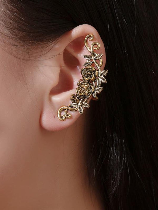 Vintage Metal Rose Geometric Ear Bone Clip