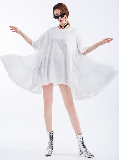 Asymmetric Split-joint Solid Mini Dress