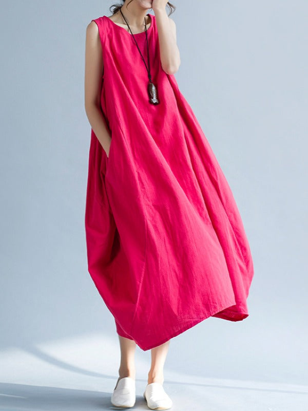 NEW ARTISTIC SOLID SLEEVELESS DRESS