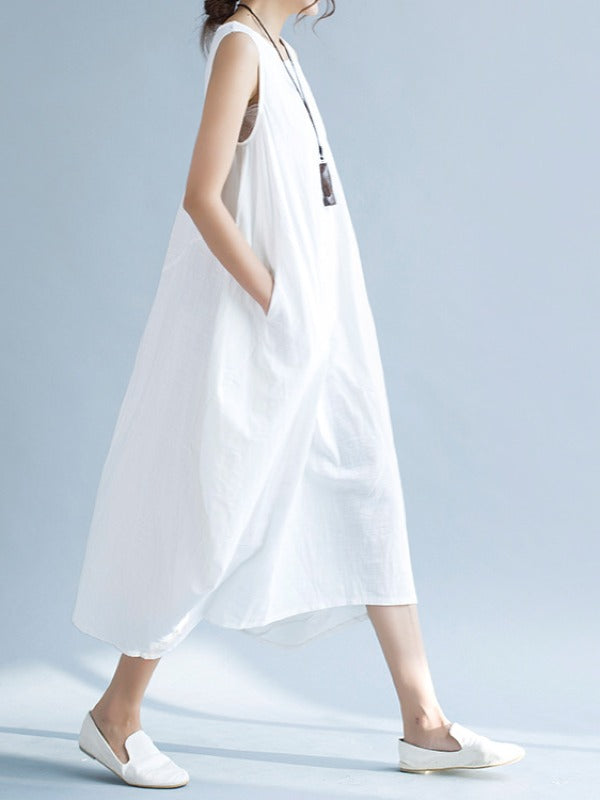 NEW ARTISTIC SOLID SLEEVELESS DRESS