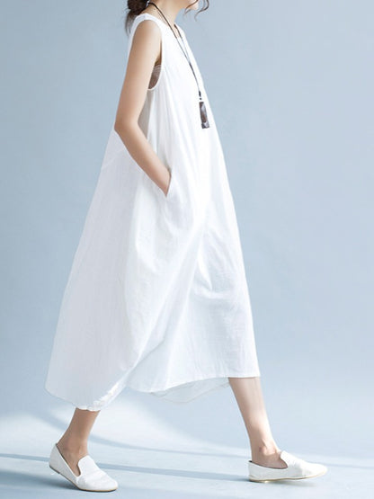 NEW ARTISTIC SOLID SLEEVELESS DRESS