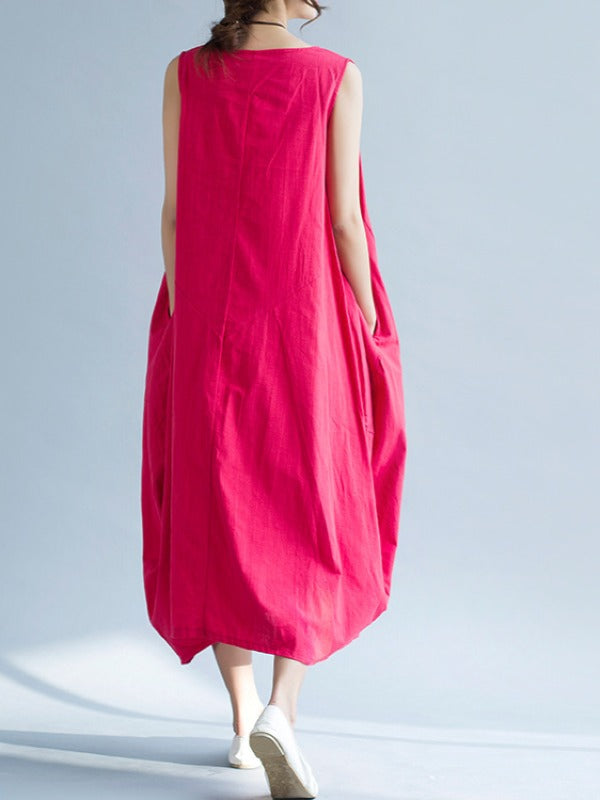 NEW ARTISTIC SOLID SLEEVELESS DRESS