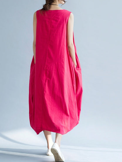 NEW ARTISTIC SOLID SLEEVELESS DRESS