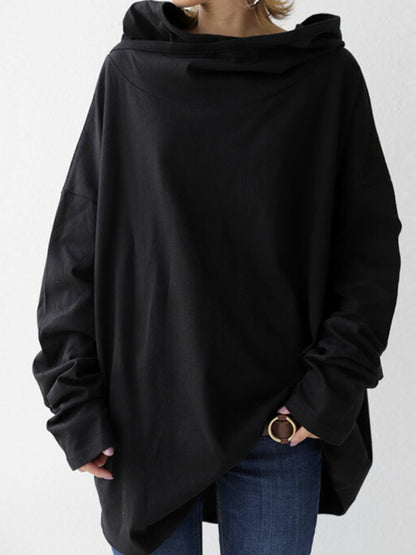Simple Casual Solid Color Heaps Collar Long Sleeves Hoodies