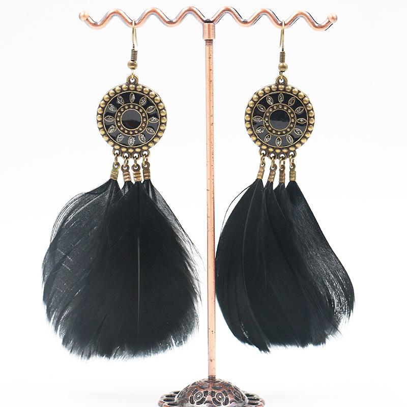 Alloy earrings female fluffy feather tassel long earrings