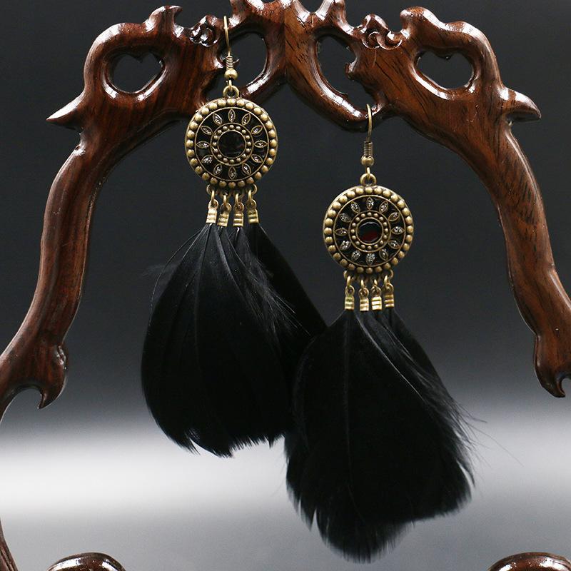 Alloy earrings female fluffy feather tassel long earrings