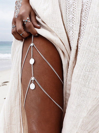 Retro Sexy Multi-Layer Tassel Coin Leg Chain Body Accessory