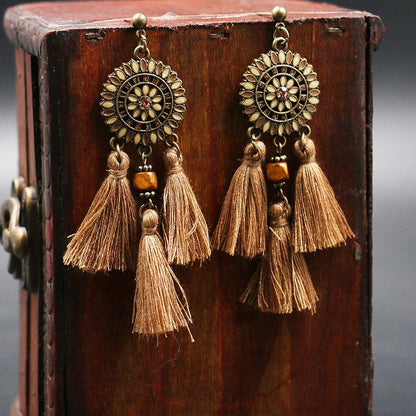 Vintage ethnic style tassel earrings