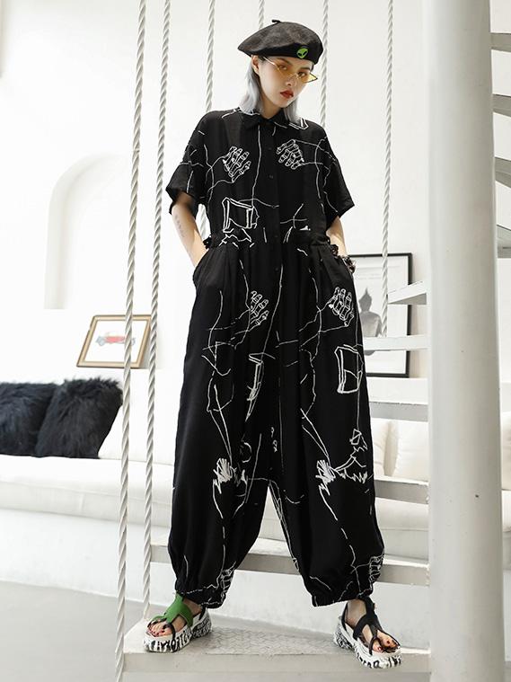 Hip-hop Light Printed Jumpsuit