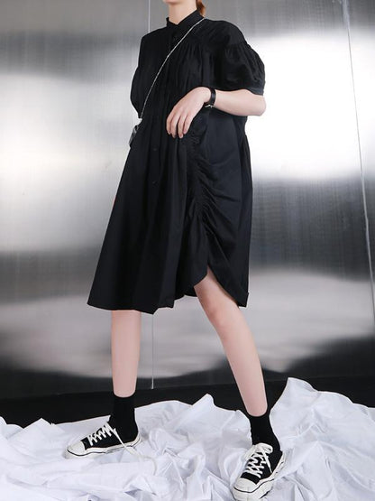 Asymmetric Lantern Short Sleeves Dress
