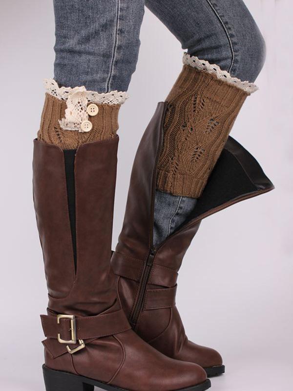 Lace Solid Color Knitting Ankle Socks